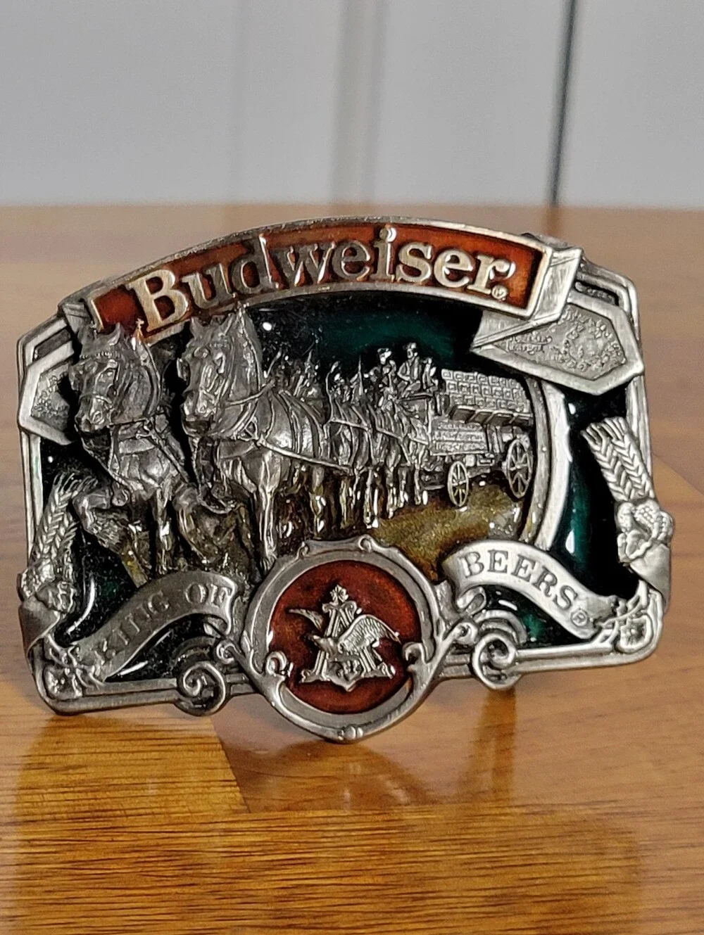 Budweiser King Of Beers Vintage Silver Tone Belt Buckle